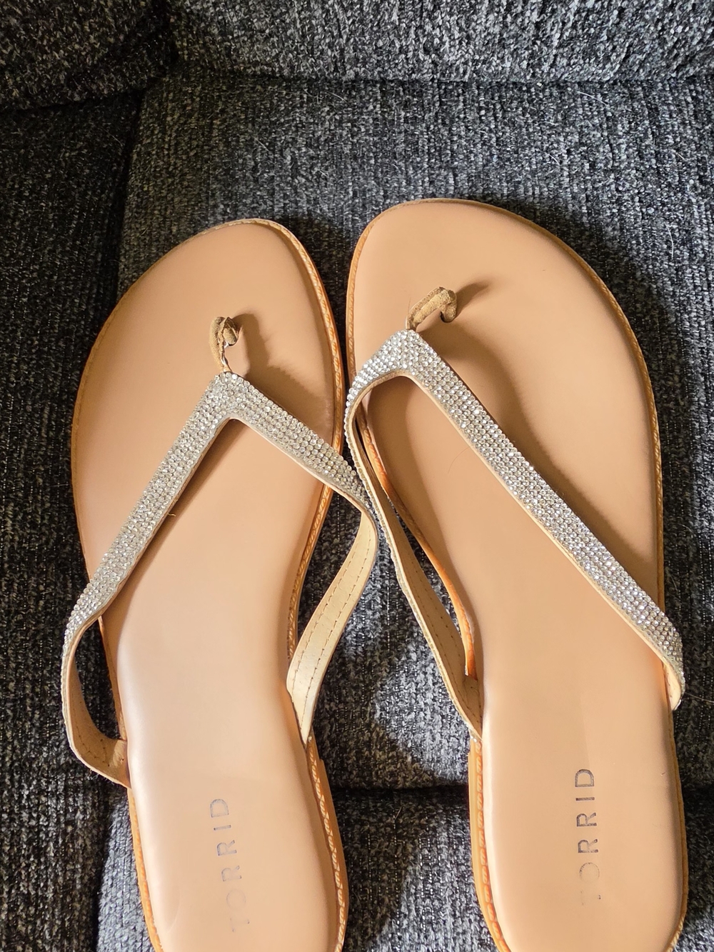 torrid Tan Rhinestone-Trim Thong Sandals